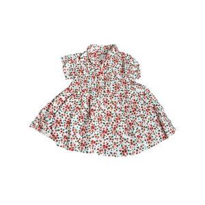 Baby GAP Toddler Floral Print Dress White With Red Flowers Short Sleeve Collared